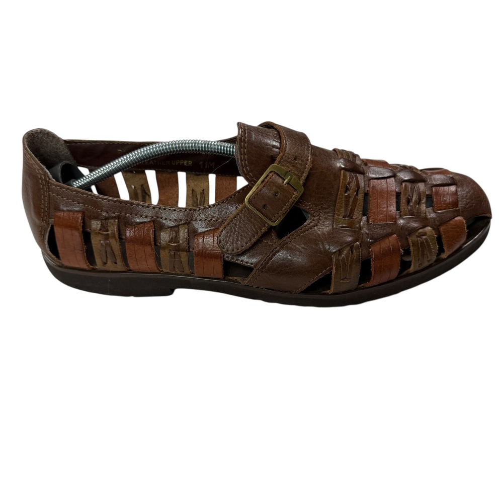 Men's Stacy Adams Outdoors Woven Leather‎ Fisherman Sandals Brown Buckle Shoe 11